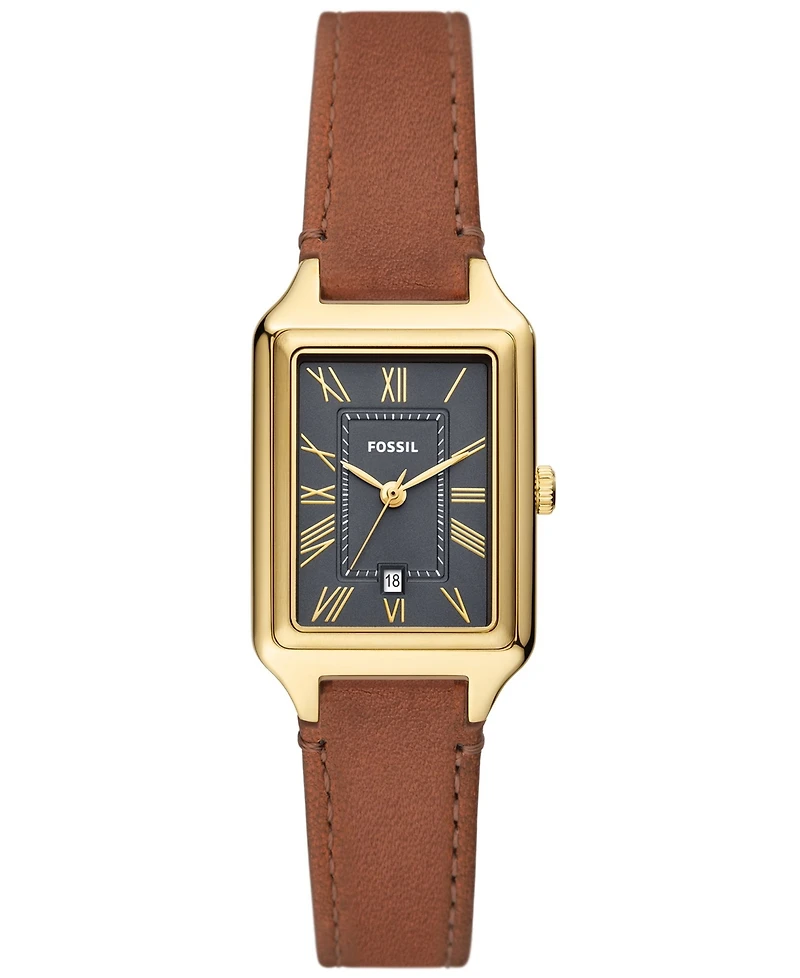 Fossil Women's Raquel Three-Hand Date Medium Brown Genuine Leather Watch, 23mm