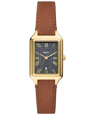 Fossil Women's Raquel Three-Hand Date Medium Brown Genuine Leather Watch, 23mm