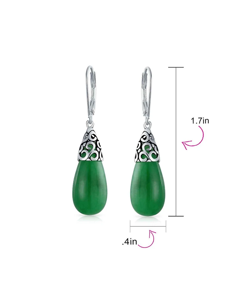 Bling Jewelry Boho Long Elongated Teardrop Filigree Lever Back Dangle Earrings Sterling Silver