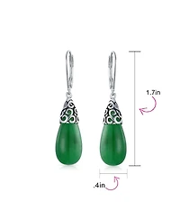 Bling Jewelry Boho Long Elongated Teardrop Filigree Lever Back Dangle Earrings Sterling Silver