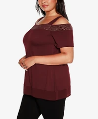 Belldini Plus Cold-Shoulder Top