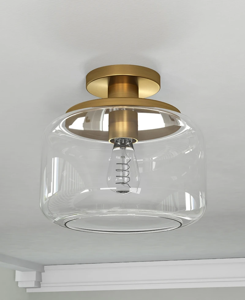 Hudson & Canal Tatum 11" Wide Semi Flush Mount with Glass Shade