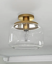 Hudson & Canal Tatum 11" Wide Semi Flush Mount with Glass Shade