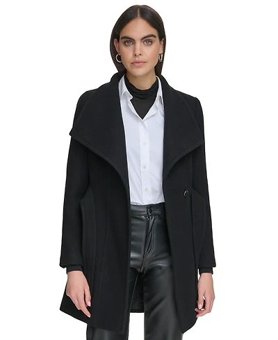 Calvin Klein Women's Asymmetrical Belted Wrap Coat