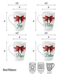 Winterberry Holiday Sentiment Mugs, Set of 4