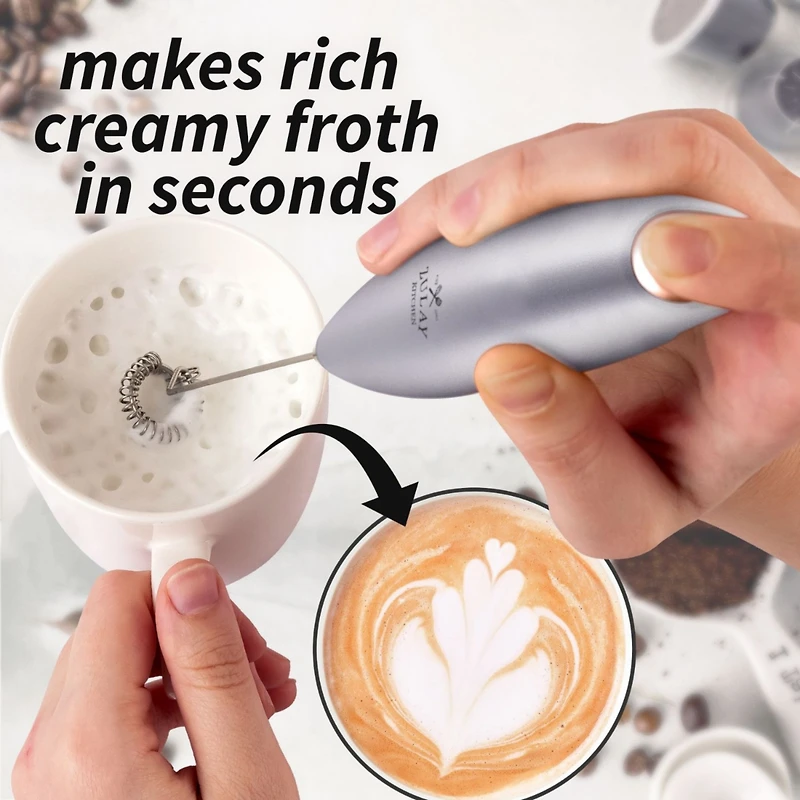 Milk Frother Whisk Handheld Electric Foam Maker with Batteries Included
