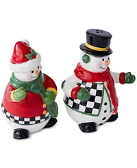 Spode Christmas Tree Black & White Snowman Salt & Pepper