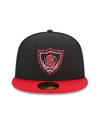 Men's New Era Black, Red Spokane Indians Marvel x Minor League 59FIFTY Fitted Hat