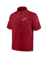 Men's Nike Cardinal Arizona Cardinals Sideline Coach Short Sleeve Hoodie Quarter-Zip Jacket