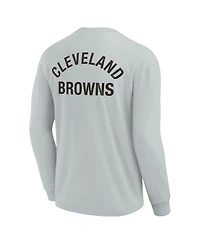 Men's and Women's Fanatics Signature Gray Cleveland Browns Super Soft Long Sleeve T-shirt