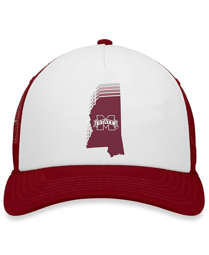 Men's Top of the World White, Maroon Mississippi State Bulldogs Tone Down Trucker Snapback Hat