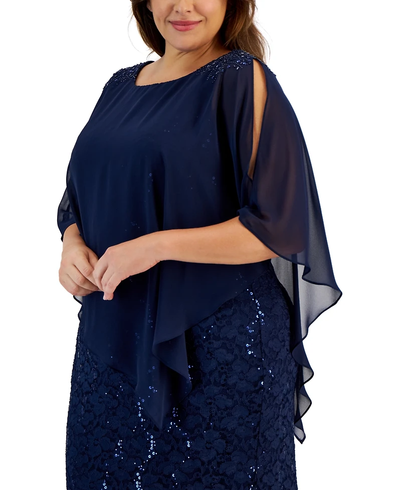 Sl Fashions Plus Beaded Popover Gown