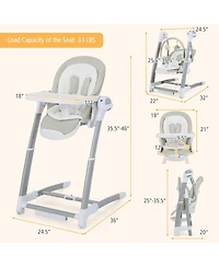 Costway Baby 3-in-1 Swing & High Chair with 8 Adjustable Heights Music Box