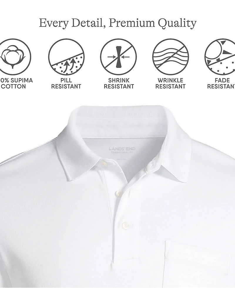Lands' End Big & Tall Short Sleeve Cotton Supima Polo Shirt with Pocket