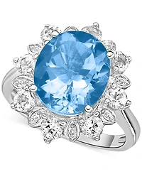 Amethyst (4-1/2 ct. t.w.) & White Topaz (7/8 Halo Ring Sterling Silver (Also Blue Topaz)