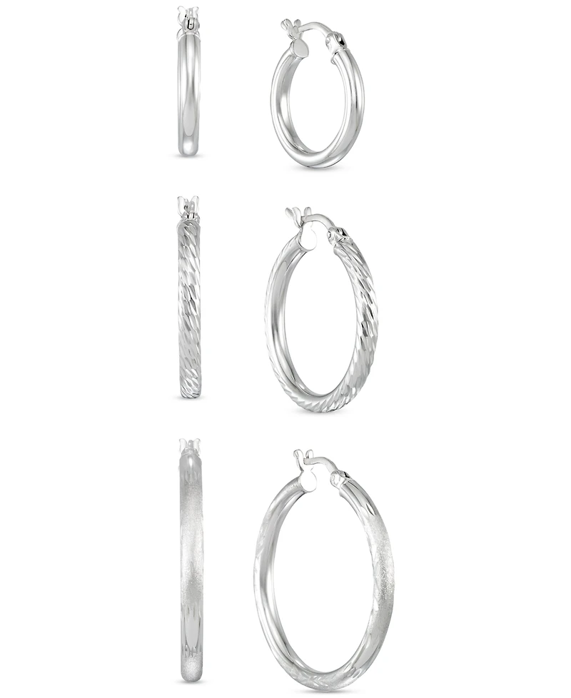 Two-Tone Three-Hoop Set 14k Gold Vermeil and Sterling Silver