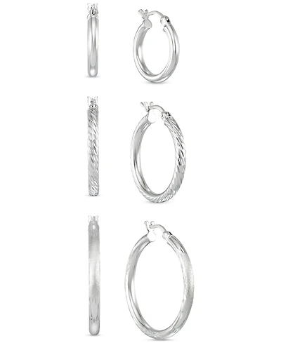Two-Tone Three-Hoop Set 14k Gold Vermeil and Sterling Silver