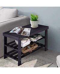 3 Tier Bamboo Shoe Rack Bench Storage Shelf Organizer Entryway Home Furniture