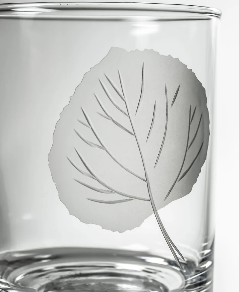 Rolf Glass Aspen Leaf Double Old Fashioned Glass 13oz - Set of 4 Glasses