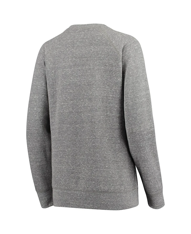 Women's Pressbox Heathered Gray Georgia Bulldogs Big Team Logo Knobi Fleece Tri-Blend Crew Neck Sweatshirt