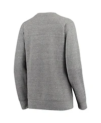 Women's Pressbox Heathered Gray Georgia Bulldogs Big Team Logo Knobi Fleece Tri-Blend Crew Neck Sweatshirt