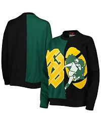 Women's Mitchell & Ness Green, Black Green Bay Packers Big Face Pullover Sweatshirt