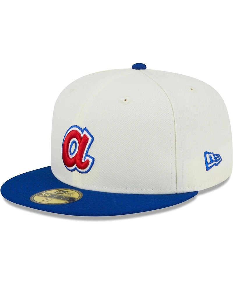 Men's New Era Stone, Royal Atlanta Braves Retro 59FIFTY Fitted Hat