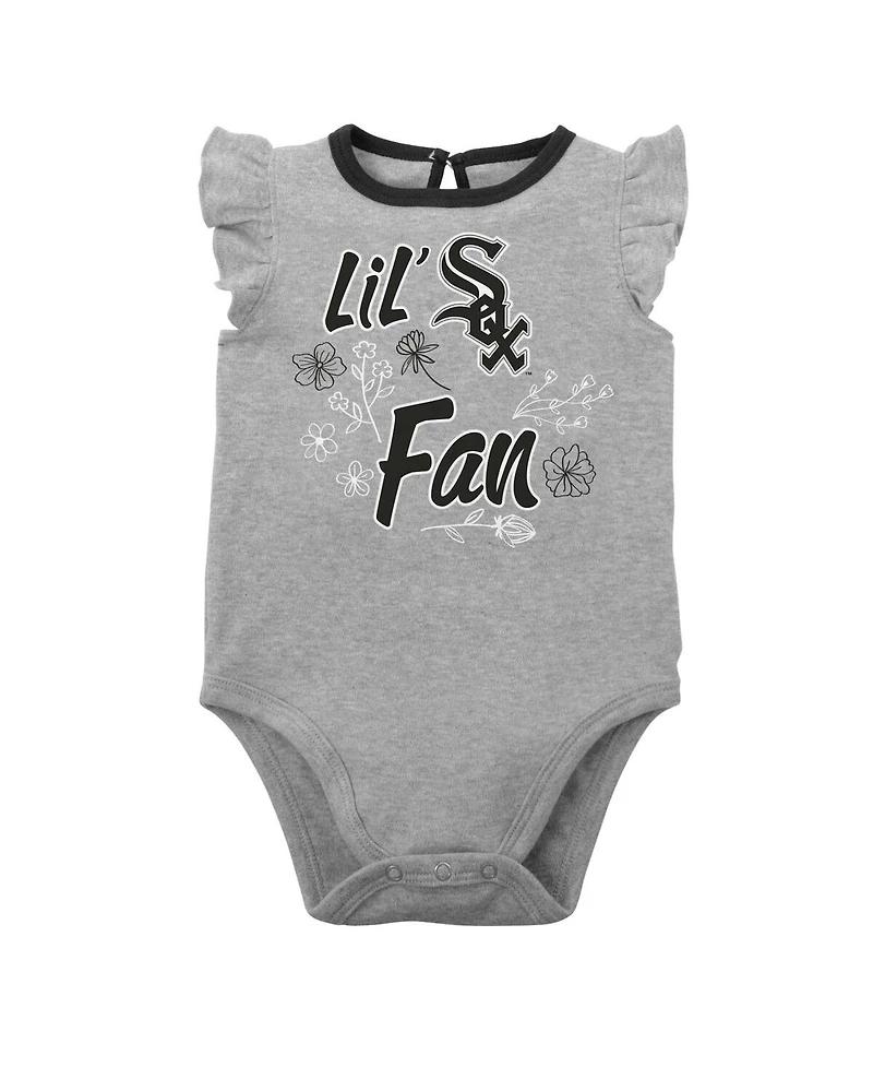 Newborn & Infant Boys and Girls Black, Heather Gray Chicago White Sox Little Fan Two-Pack Bodysuit Set