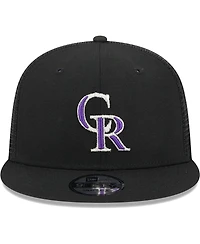Men's New Era Black Colorado Rockies Team Color Trucker 9FIFTY Snapback Hat