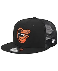 Men's New Era Black Baltimore Orioles Team Color Trucker 9FIFTY Snapback Hat