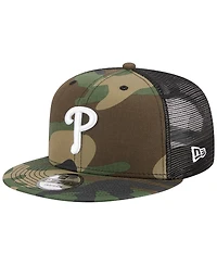 Men's New Era Camo Philadelphia Phillies Woodland Camo Trucker 9FIFTY Snapback Hat