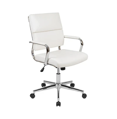 Merrick Lane Mcentyre Ergonomic Swivel Office Chair Panel Style Mid-Back Computer Desk Chair With Padded Metal Arms & Base