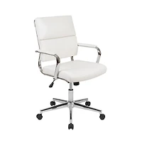 Merrick Lane Mcentyre Ergonomic Swivel Office Chair Panel Style Mid-Back Computer Desk Chair With Padded Metal Arms & Base