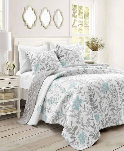 Lush Decor Aprile Floral Reversible 3-Pc. Quilt Set, Full/Queen