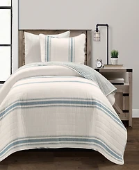 Lush Decor Farmhouse Stripe Reversible Cotton 2-Piece Quilt, Twin/Twin Xl