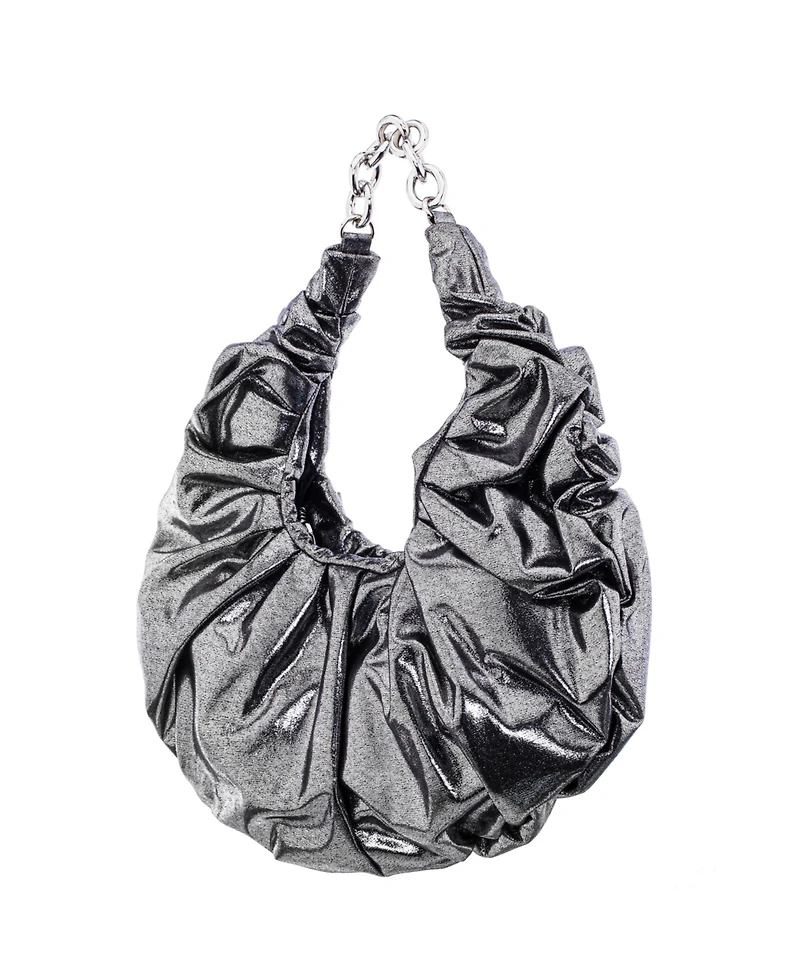 Nina Ruched Metallic Hobo
