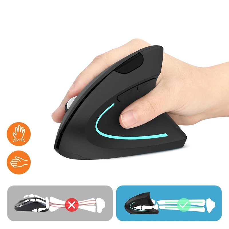 Delton S12 Ergonomic Wireless Vertical Mouse (Black) (DMERG12-wb)