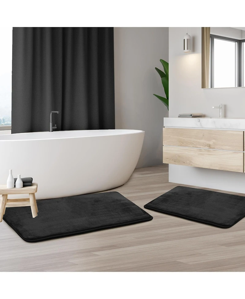 2 Piece Ultra Soft Non-Slip Plush Memory Foam Bath Rug Set - Small & Large
