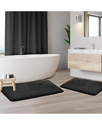 2 Piece Ultra Soft Non-Slip Plush Memory Foam Bath Rug Set - Small & Large