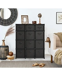 Heavy Duty 12 Cube Storage Organizer with Fabric Storage Bins