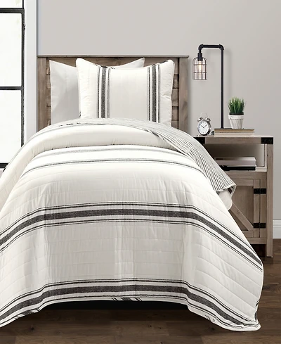 Lush Decor Farmhouse Stripe Reversible Cotton 2-Piece Quilt, Twin/Twin Xl