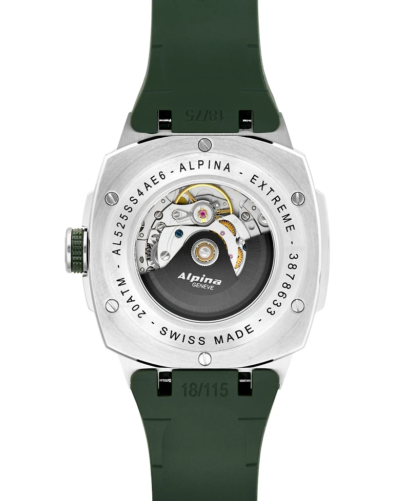 Alpina Men's Swiss Automatic Alpiner Green Rubber Strap Watch 41mm