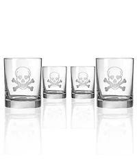 Rolf Glass Skull and Crossbones Double Old Fashioned Glass 13oz