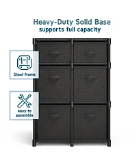 Heavy Duty 6 Cube Storage Organizer with Fabric Bins