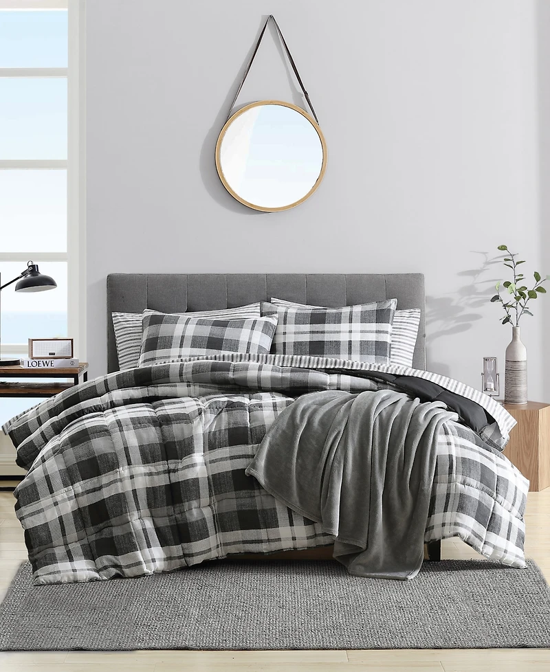 Nautica Cross View Plaid Brushed Micro Suede 3 Piece Comforter Set