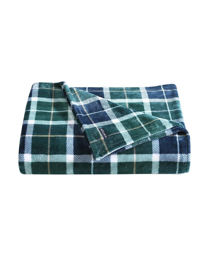 Nautica North Sail Plaid Ultra Soft Plush Fleece Blanket