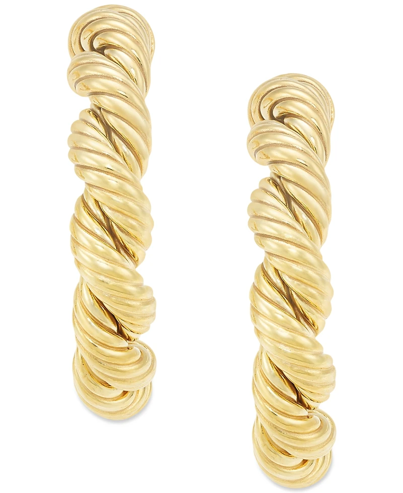 Textured Braided Small Hoop Earrings in 10k Gold, 3/4"