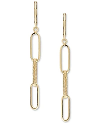 Polished & Textured Multi-Link Paperclip Drop Earrings in 14k Gold