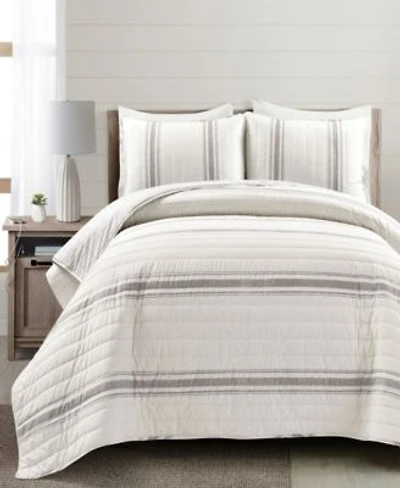 Lush Decor Farmhouse Stripe Reversible Cotton Quilt Sets