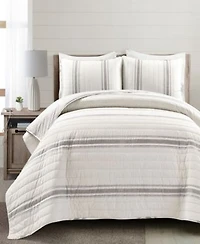 Lush Decor Farmhouse Stripe Reversible Cotton Quilt Sets